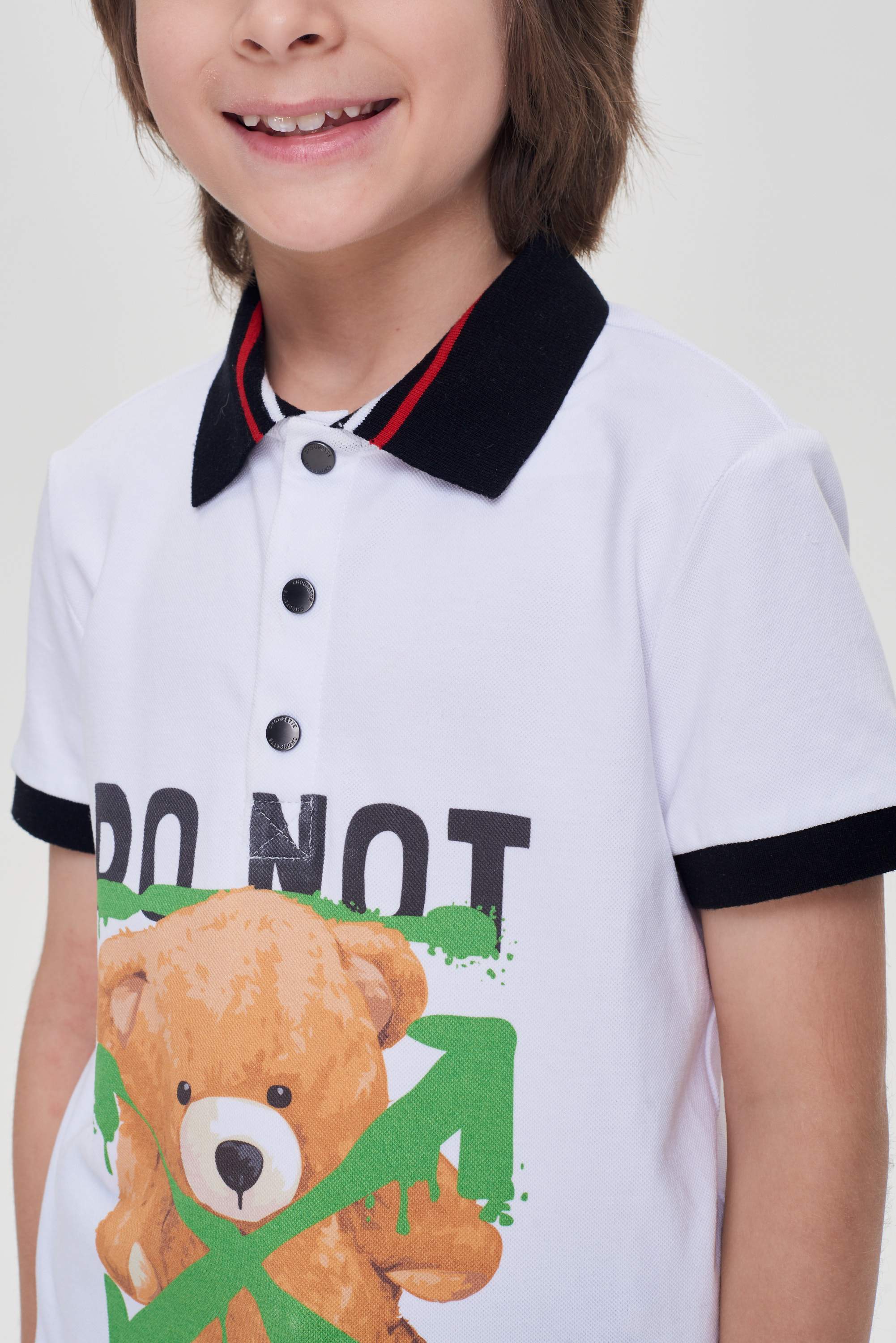 Ecru printed polo t-shirt