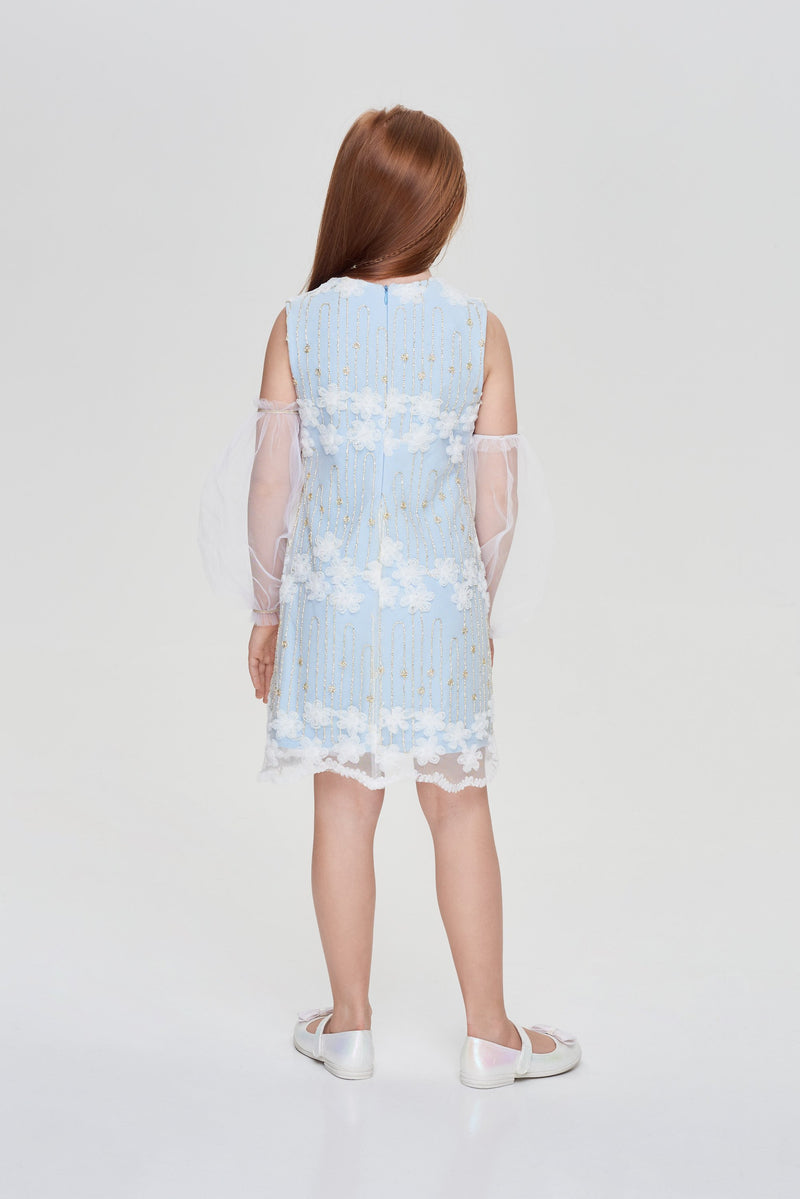 Elegant blue smart lace dress