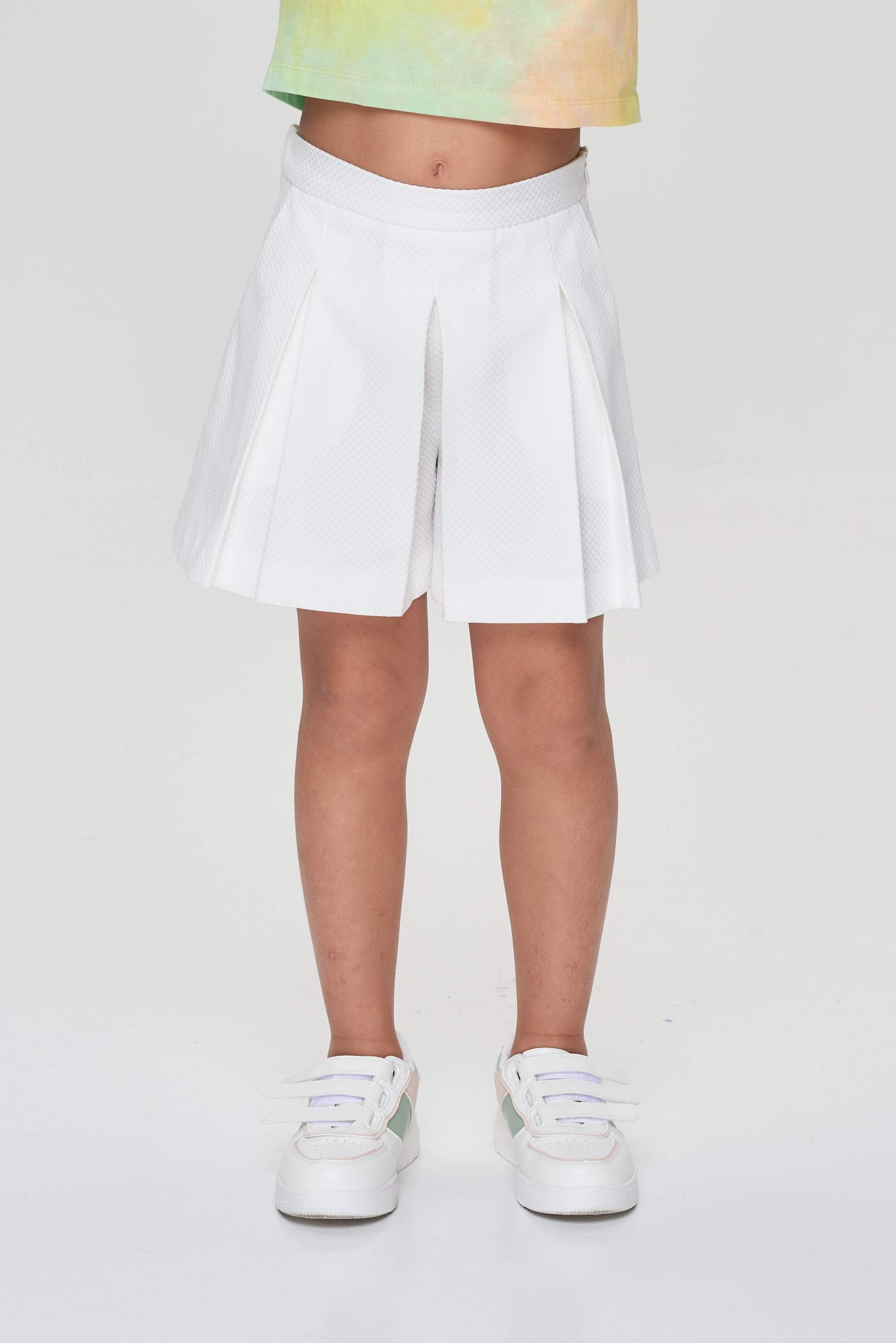 Buy Kids White Pleated Shorts- Skirt For Girl Choupette India