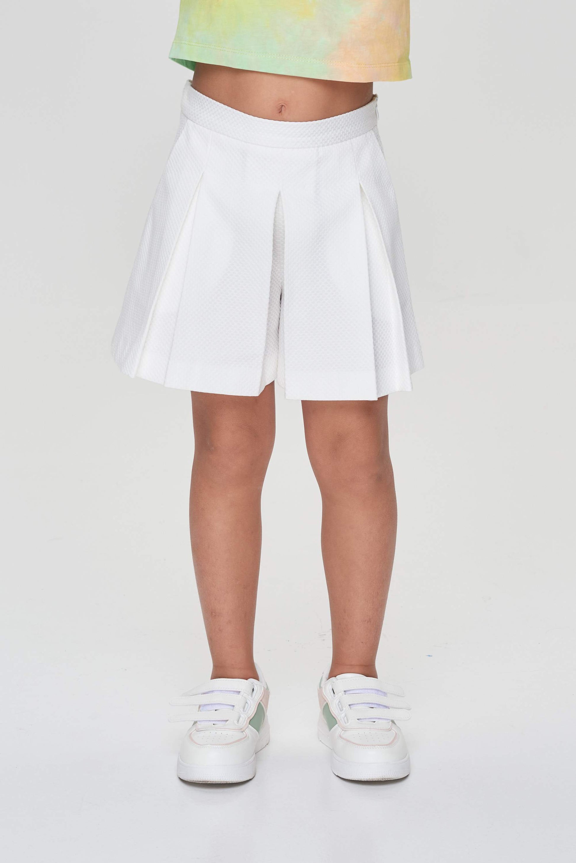 Buy Kids White Pleated Shorts- Skirt For Girl Choupette India