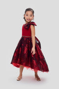 Elegant Brocade Dress, maroon