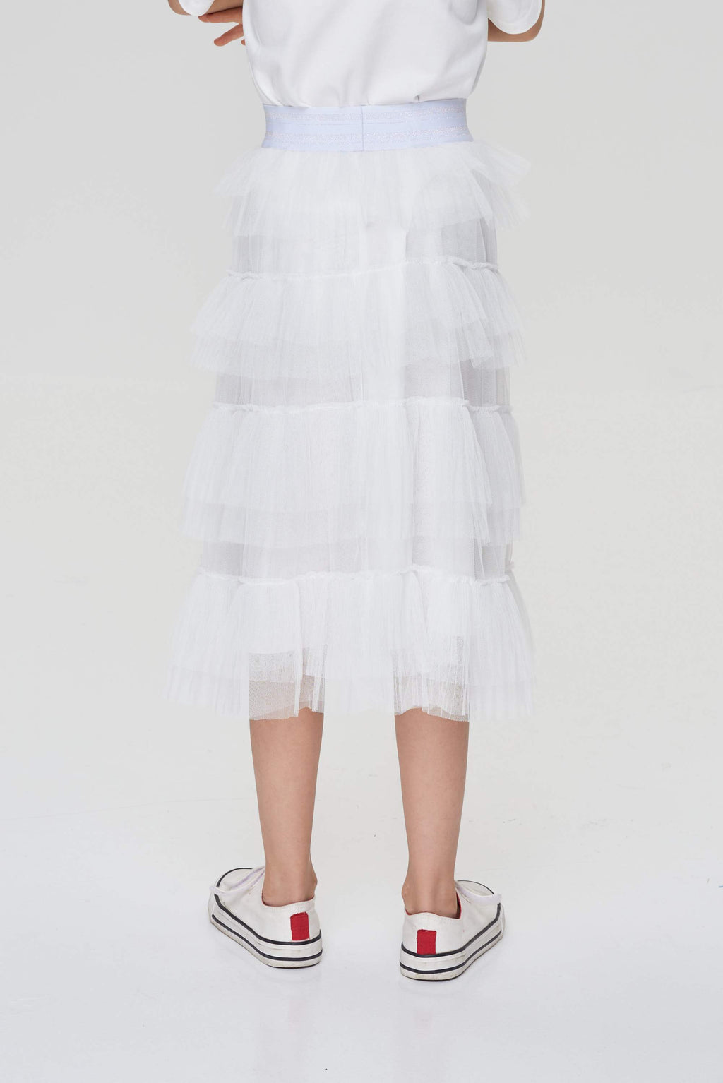 Pleated Multitiered Skirt, ecru