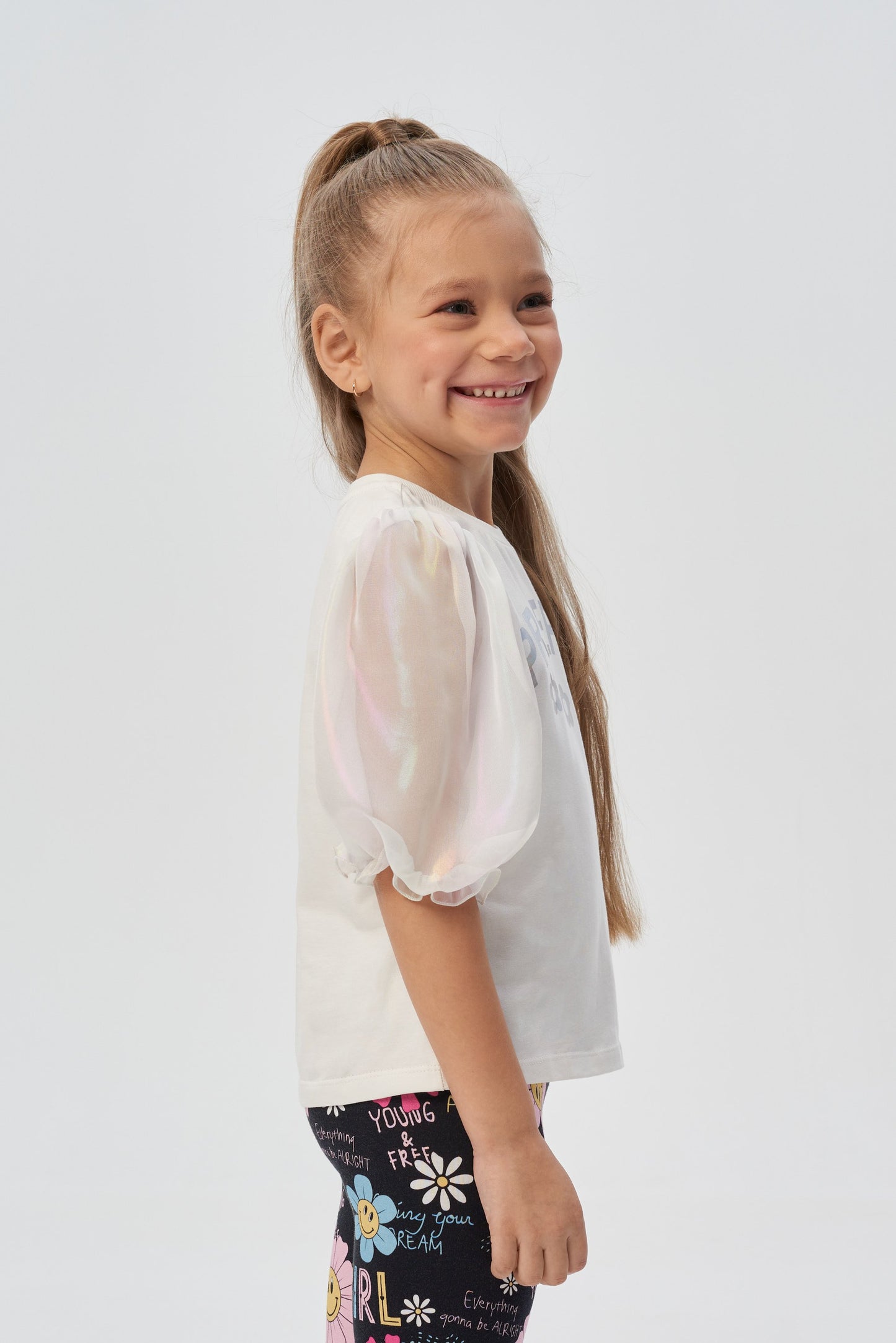 Volumable Sleeves Organza Sweatshirt