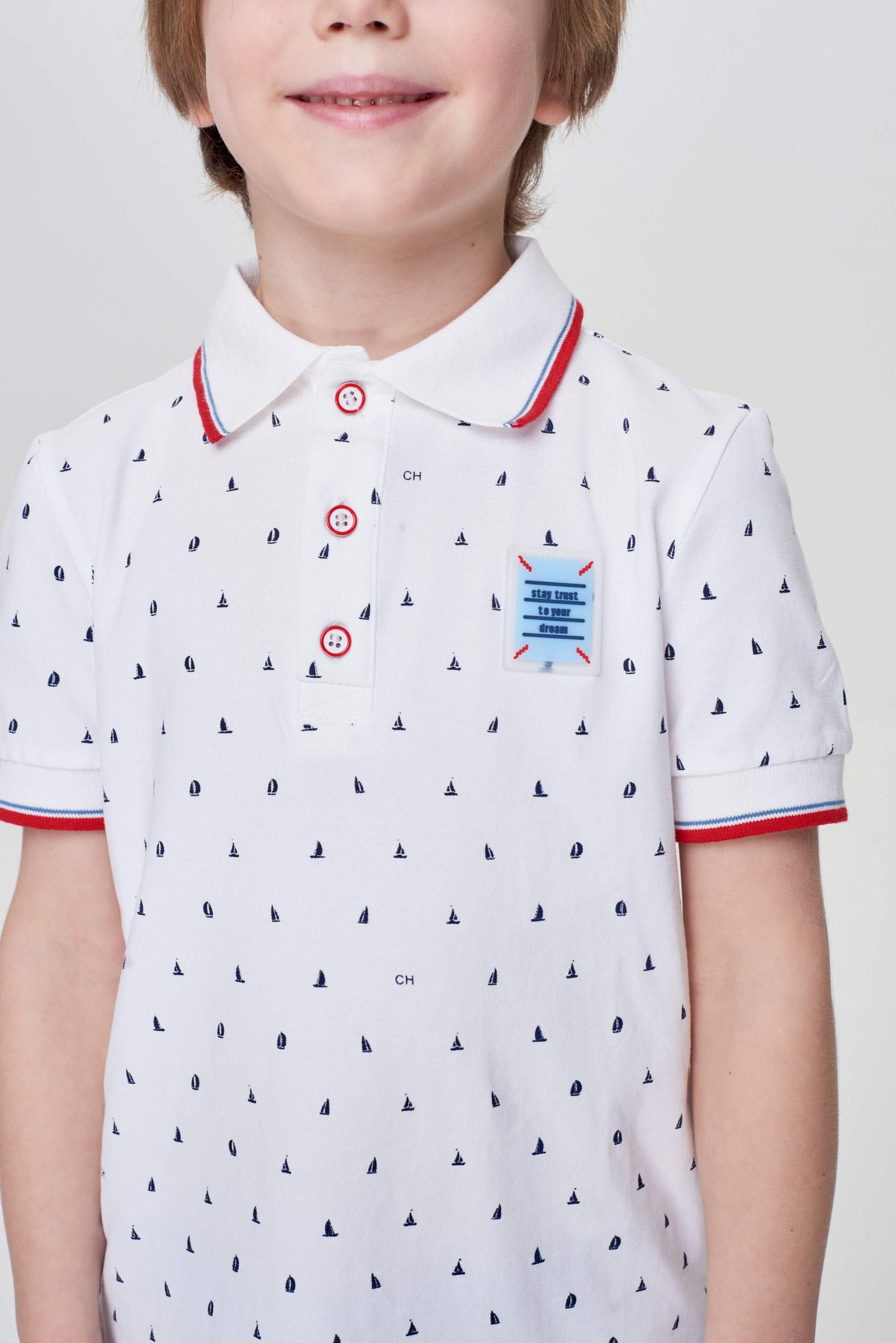 AOP Polo T-Shirt, ecru
