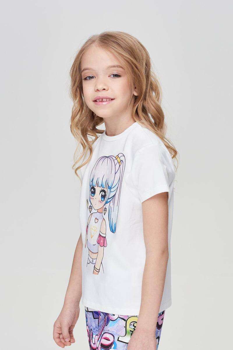 Ecru anime printed t-shirt