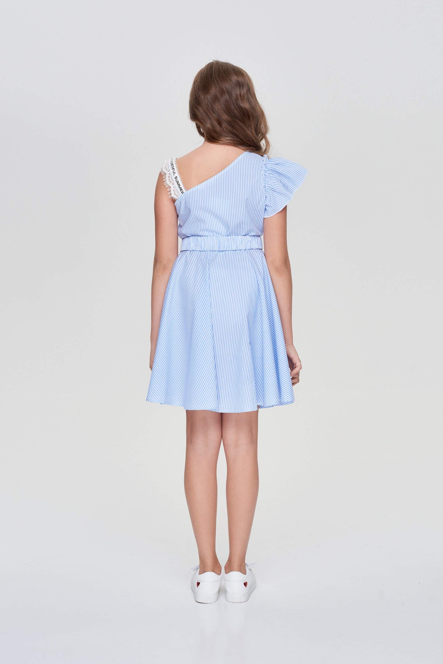 Assymetrical Dress, Striped Blue